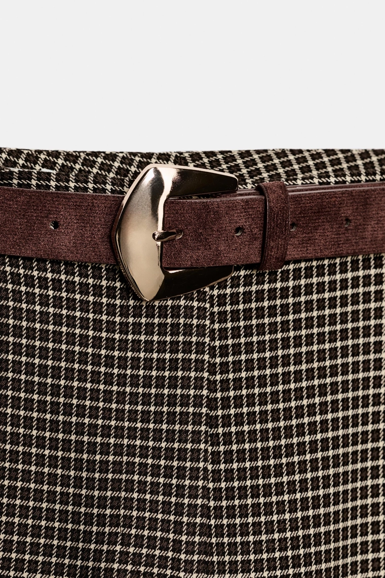 ПРЯМЫЕ БРЮКИ В КЛЕТКУ С ПОЯСОМ