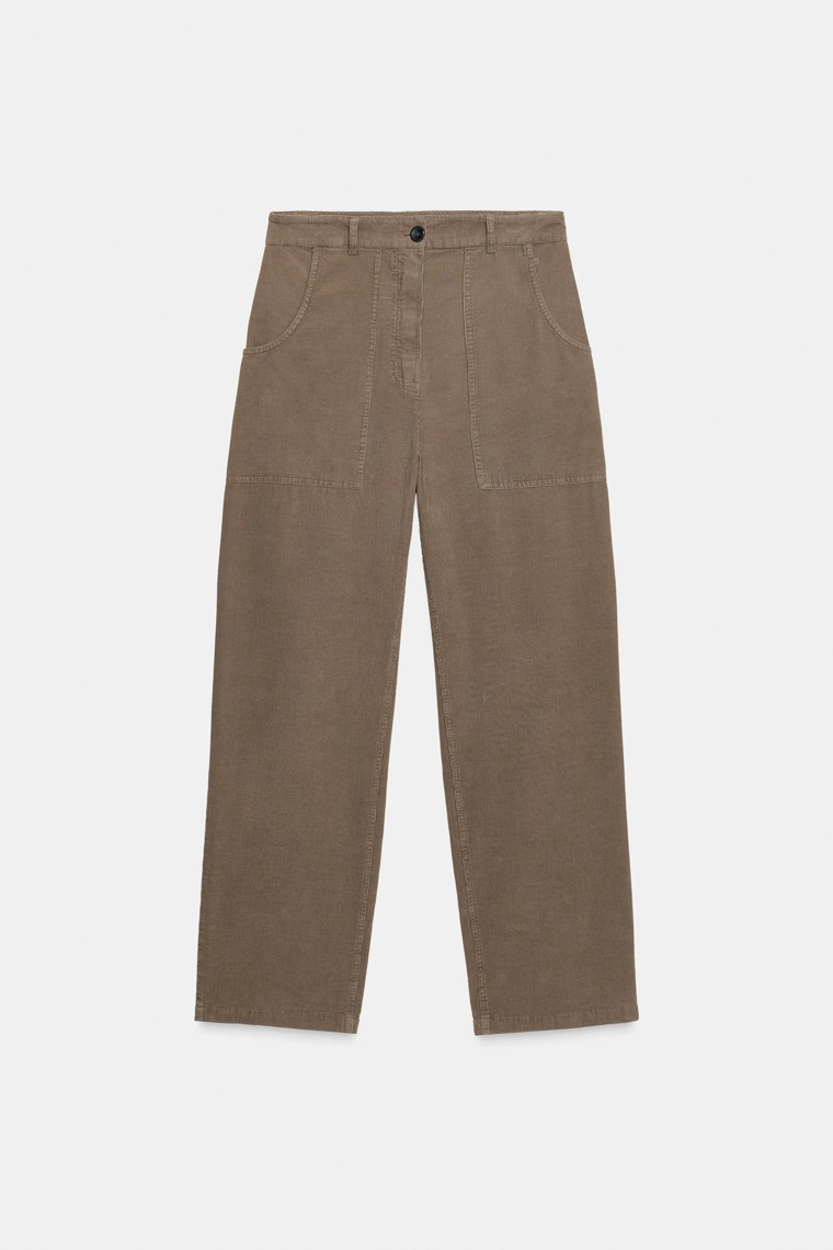 ВЕЛЬВЕТОВЫЕ БРЮКИ ПРЯМОГО КРОЯ С КАРМАНАМИ — ZW COLLECTION