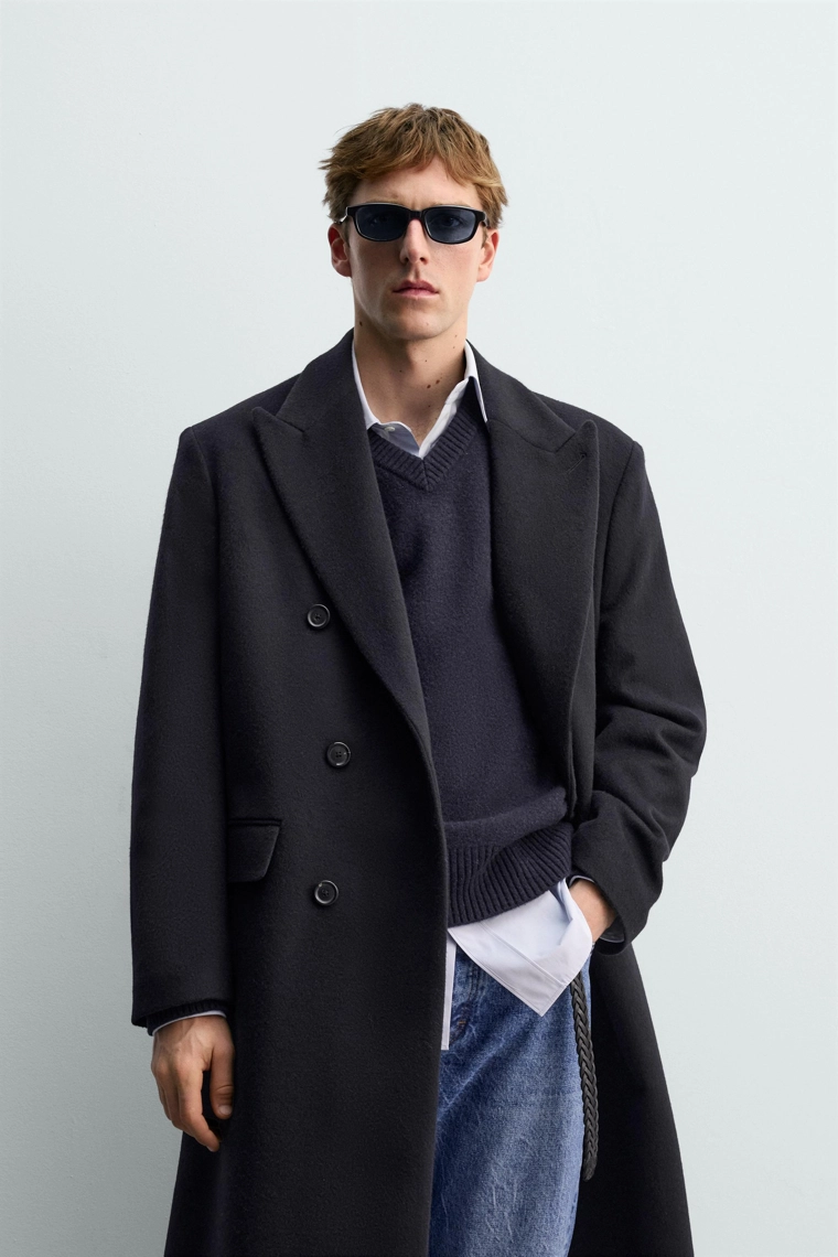 ДВУБОРТНОЕ ПАЛЬТО ИЗ СМЕСОВОЙ ШЕРСТИ AARON LEVINE X ZARA