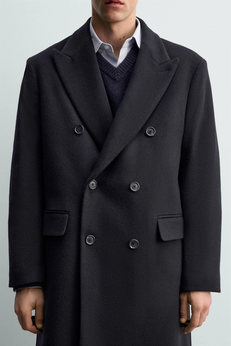 ДВУБОРТНОЕ ПАЛЬТО ИЗ СМЕСОВОЙ ШЕРСТИ AARON LEVINE X ZARA