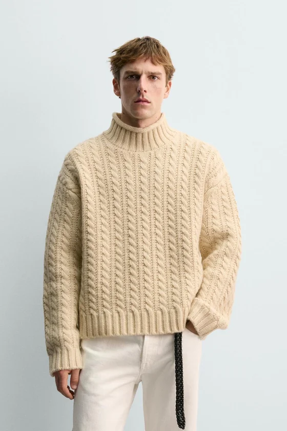 ШЕРСТЯНОЙ СВИТЕР С УЗОРОМ «КОСЫ» AARON LEVINE X ZARA