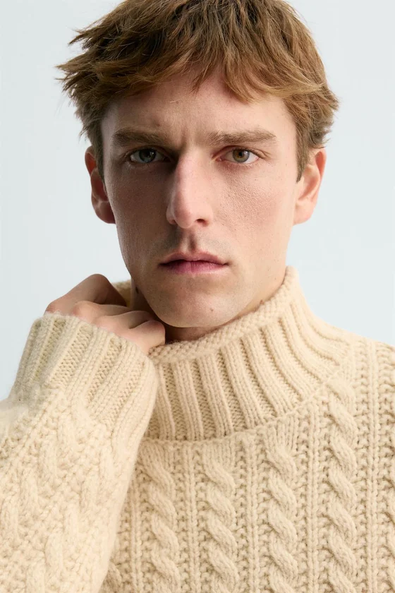 ШЕРСТЯНОЙ СВИТЕР С УЗОРОМ «КОСЫ» AARON LEVINE X ZARA
