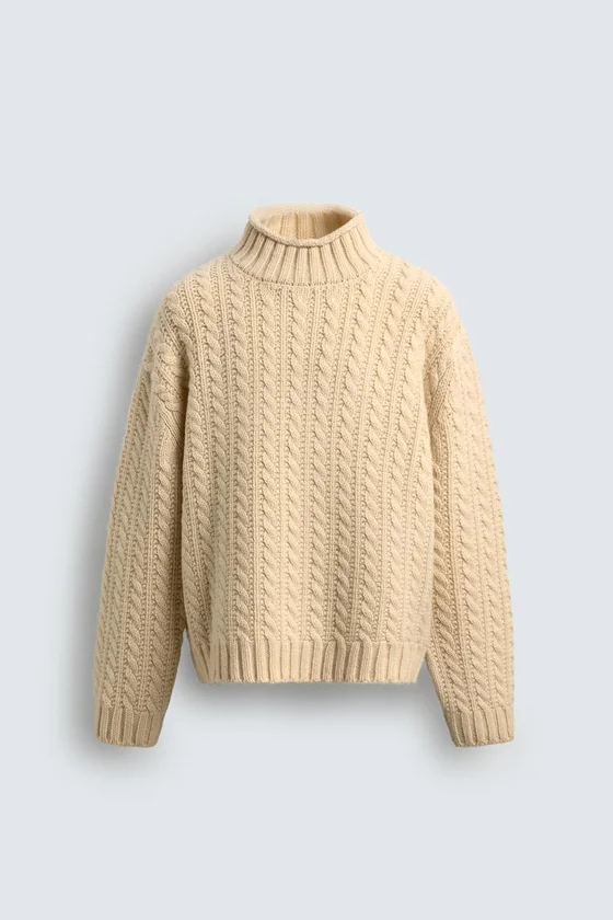 ШЕРСТЯНОЙ СВИТЕР С УЗОРОМ «КОСЫ» AARON LEVINE X ZARA
