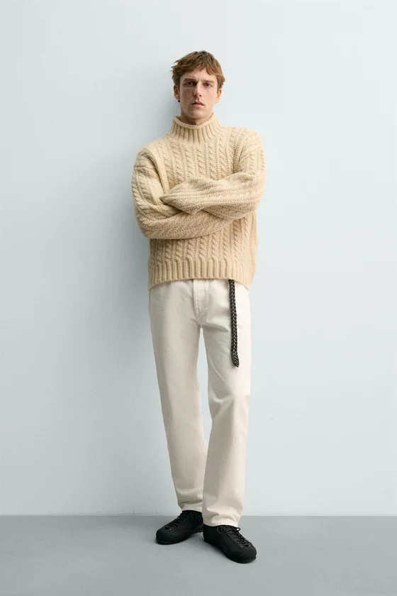 ШЕРСТЯНОЙ СВИТЕР С УЗОРОМ «КОСЫ» AARON LEVINE X ZARA