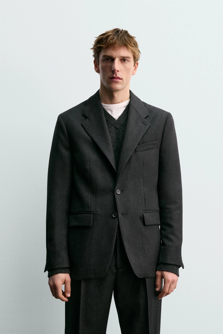 КОСТЮМНЫЙ БЛЕЙЗЕР ИЗ 100% ШЕРСТИ, ТВИЛ — AARON LEVINE X ZARA