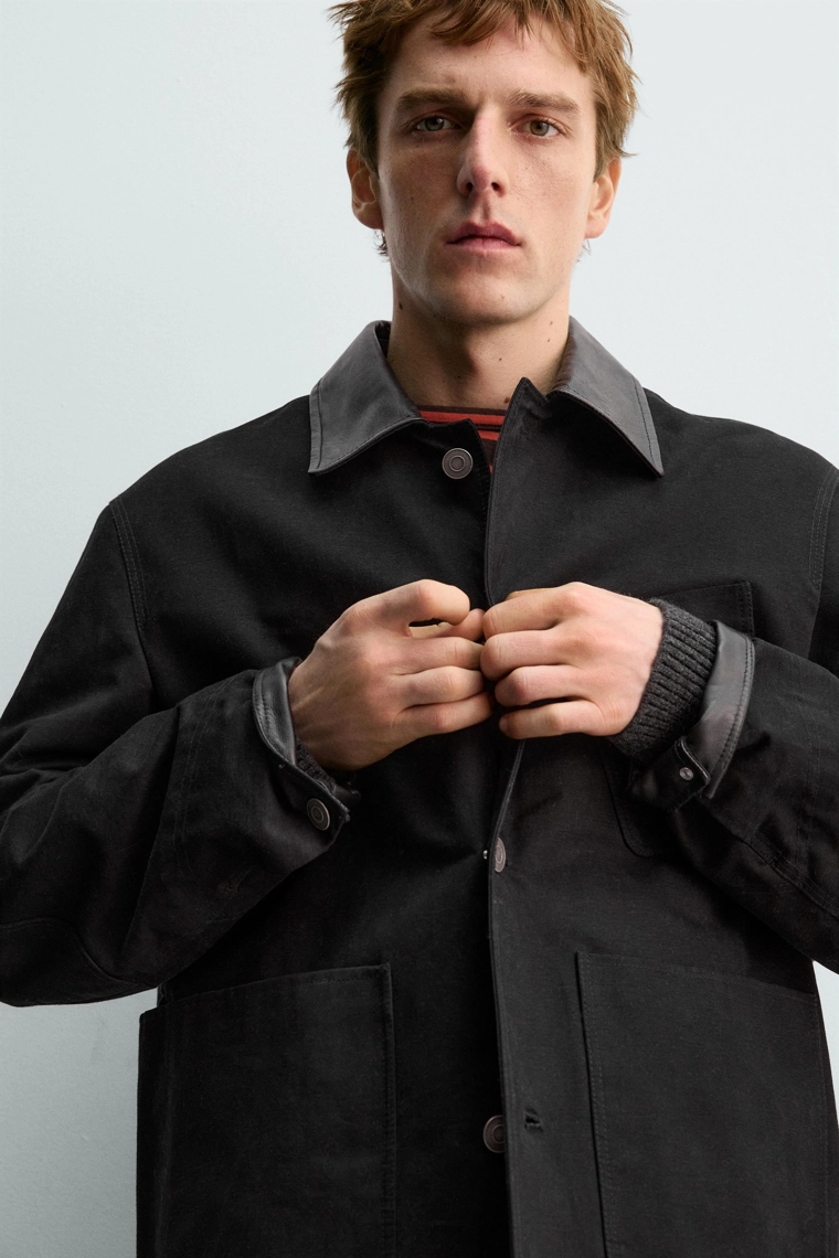 КУРТКА ИЗ КОМБИНИРОВАННОЙ КОЖИ AARON LEVINE X ZARA