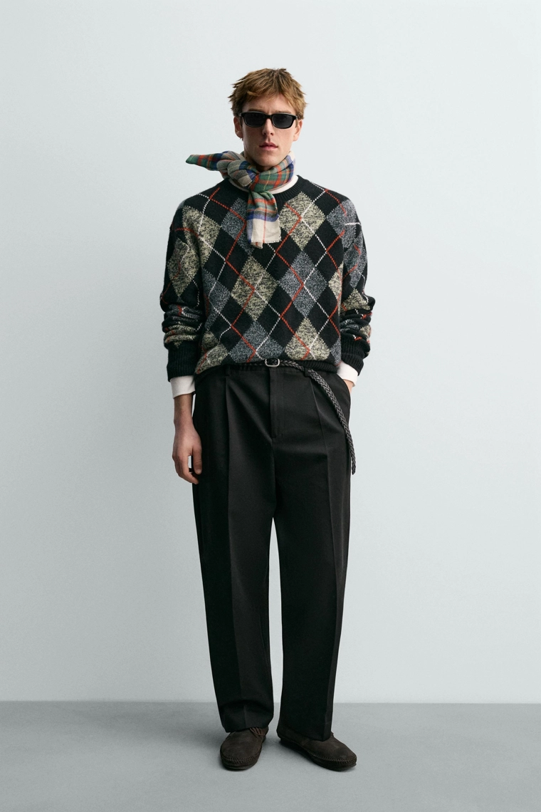 СВИТЕР В РОМБЫ ИЗ 100% КАШЕМИРА AARON LEVINE X ZARA
