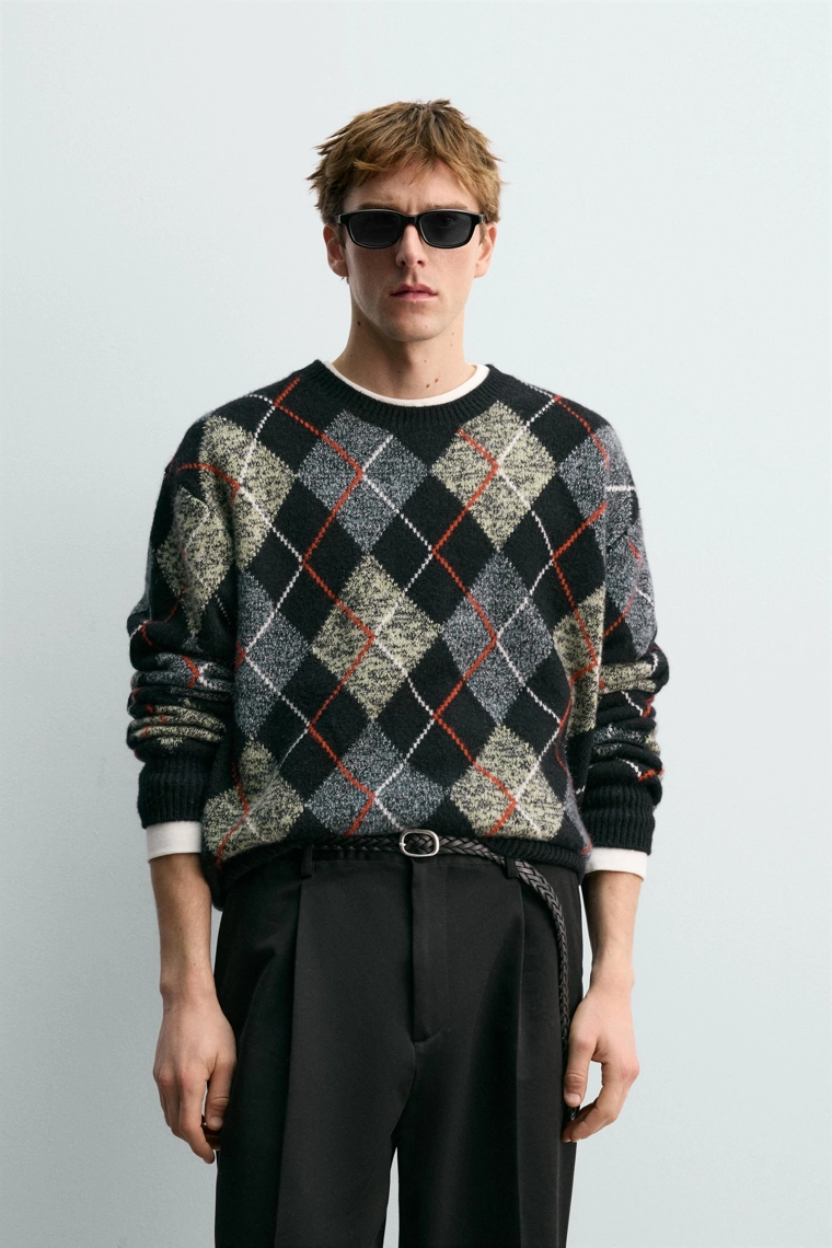 СВИТЕР В РОМБЫ ИЗ 100% КАШЕМИРА AARON LEVINE X ZARA