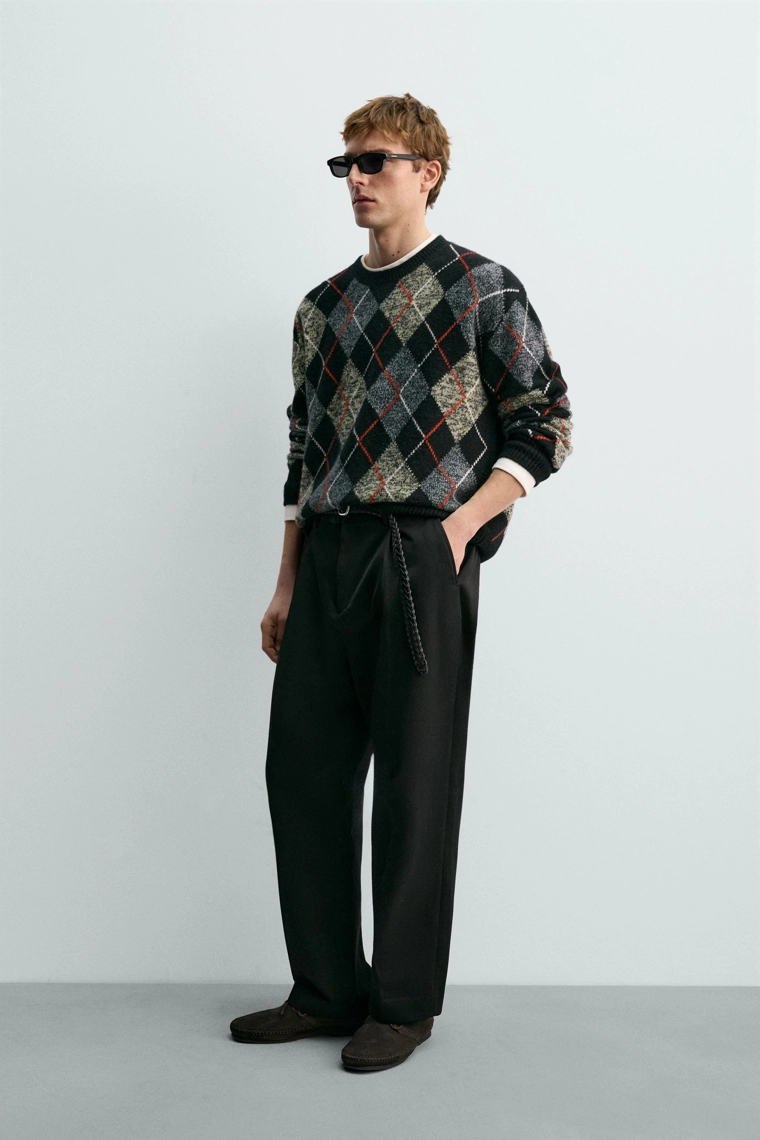 СВИТЕР В РОМБЫ ИЗ 100% КАШЕМИРА AARON LEVINE X ZARA
