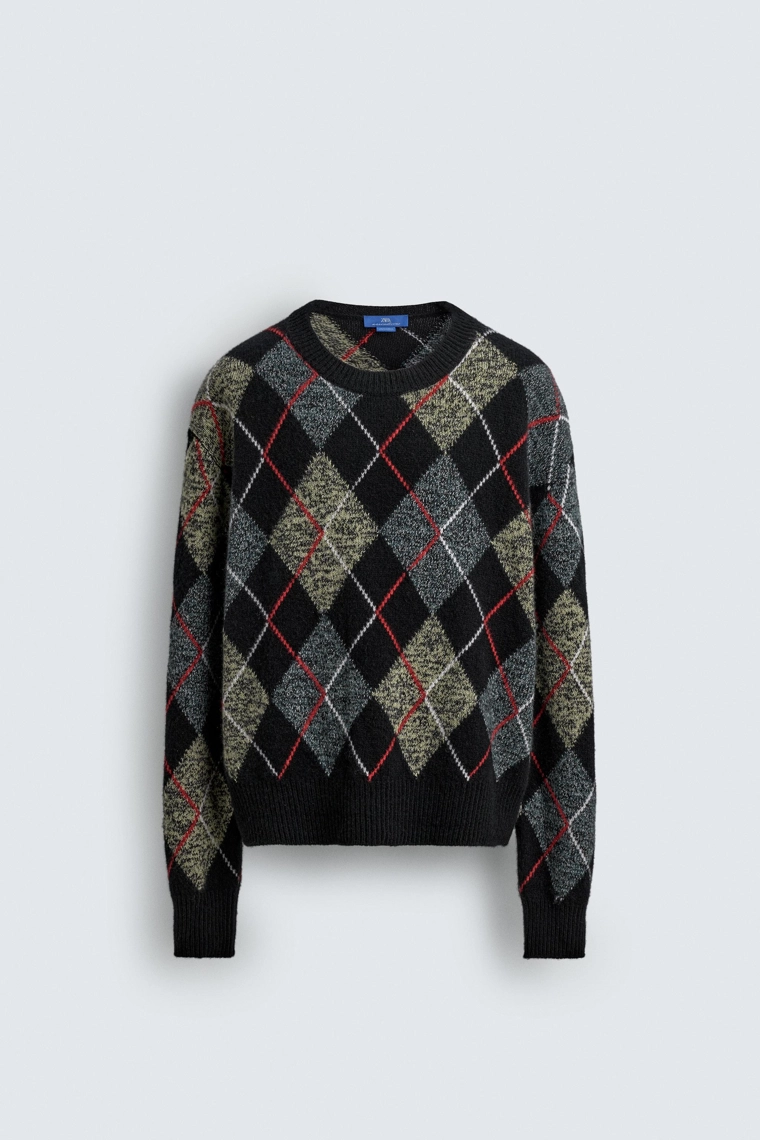 СВИТЕР В РОМБЫ ИЗ 100% КАШЕМИРА AARON LEVINE X ZARA