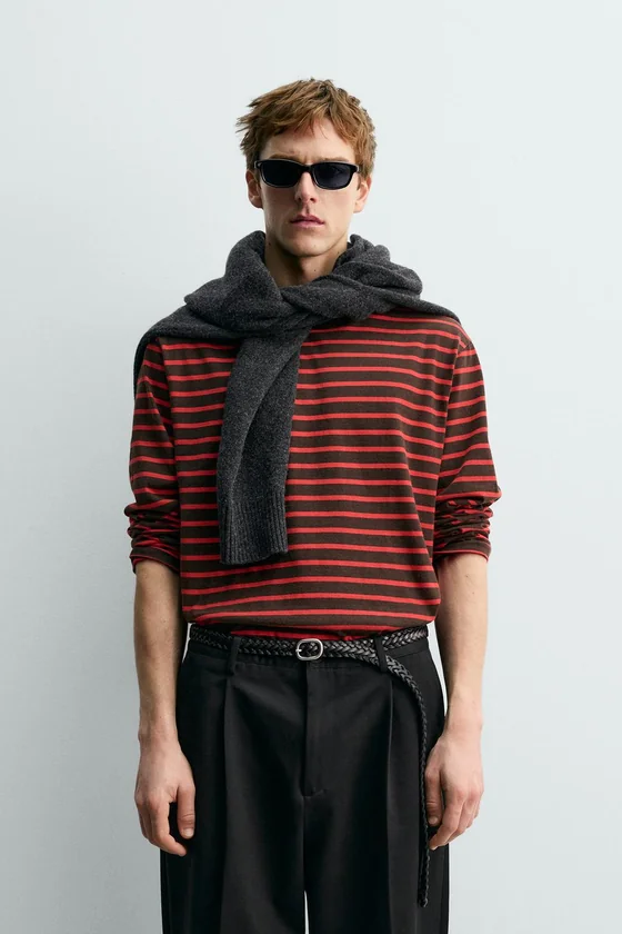 ЖАККАРДОВАЯ ФУТБОЛКА В ПОЛОСКУ AARON LEVINE X ZARA