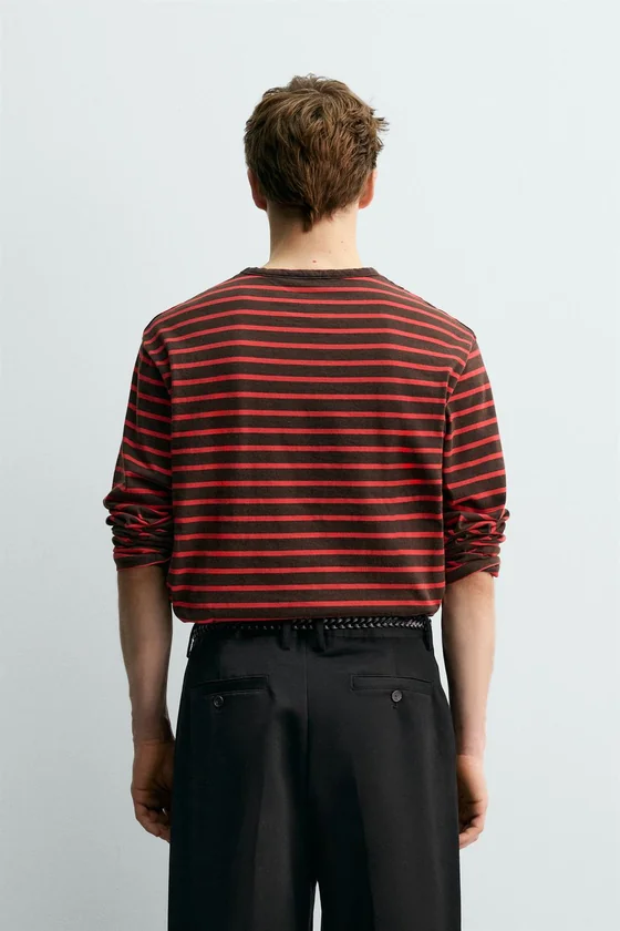 ЖАККАРДОВАЯ ФУТБОЛКА В ПОЛОСКУ AARON LEVINE X ZARA