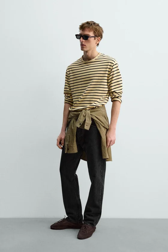 ЖАККАРДОВАЯ ФУТБОЛКА В ПОЛОСКУ AARON LEVINE X ZARA