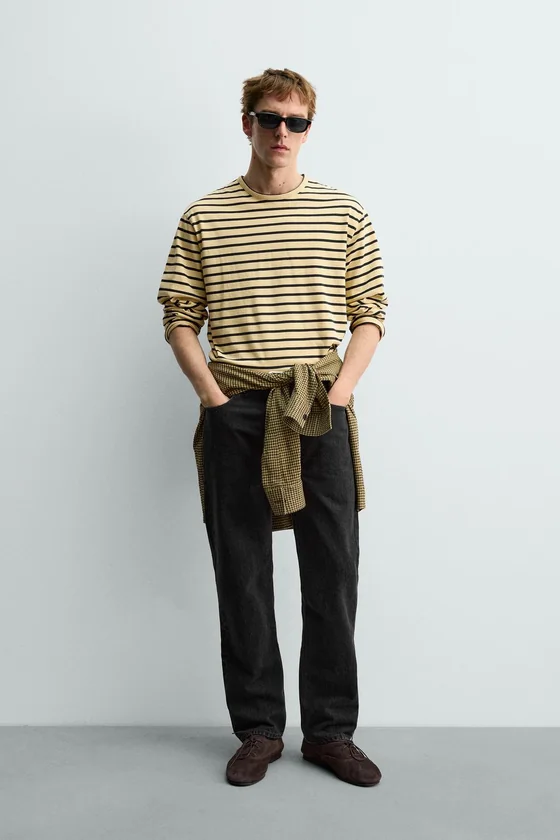 ЖАККАРДОВАЯ ФУТБОЛКА В ПОЛОСКУ AARON LEVINE X ZARA