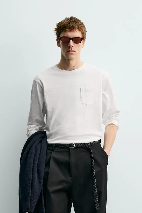 Майка с длинным рукавом и карманом aaron levine x zara