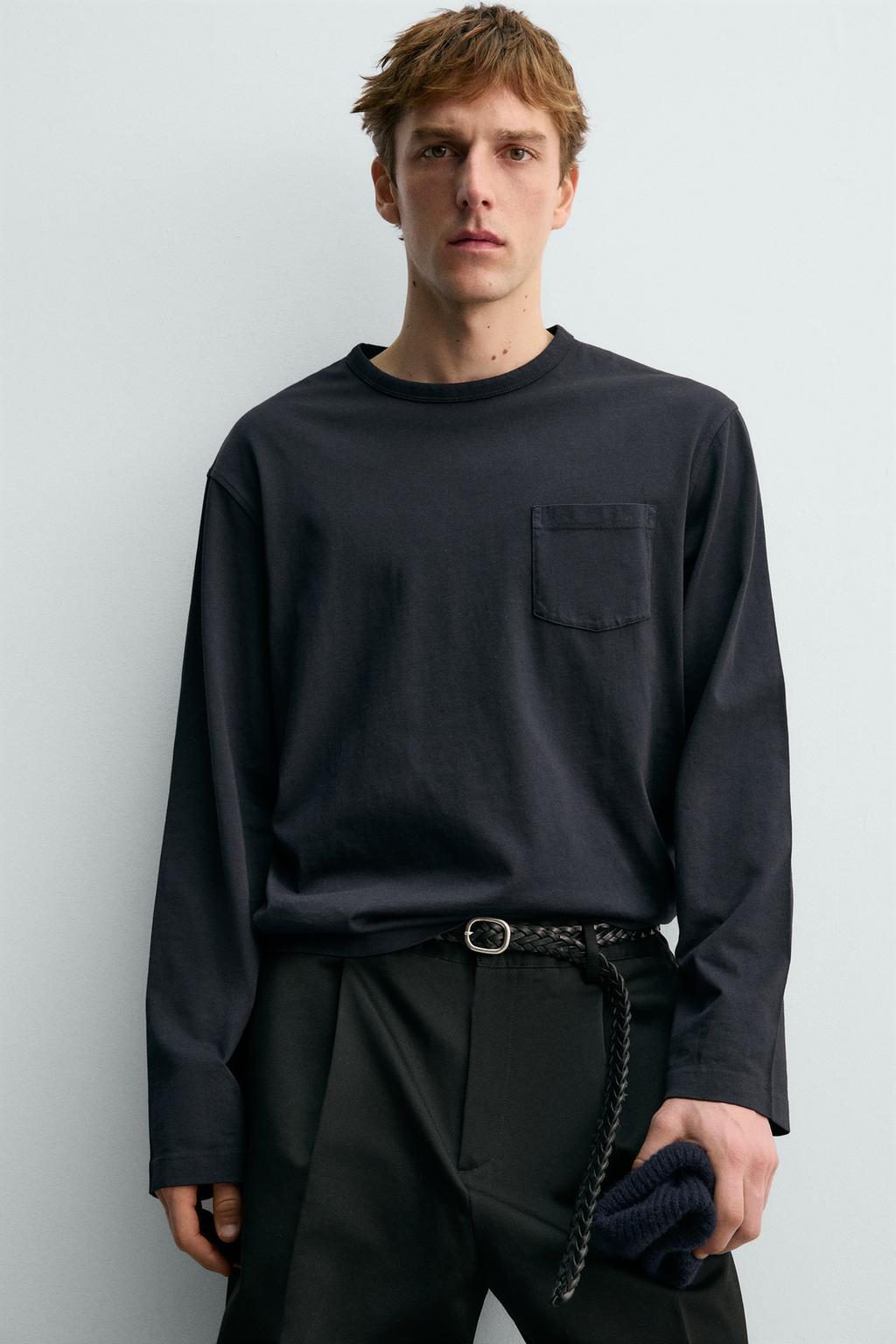 ФУТБОЛКА С ДЛИННЫМИ РУКАВАМИ И НАГРУДНЫМ КАРМАНОМ AARON LEVINE X ZARA