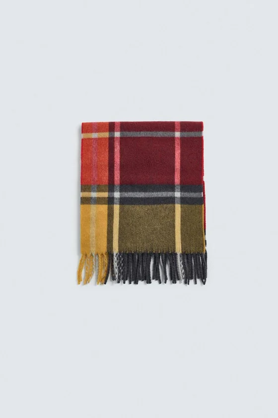 ШАРФ ИЗ СМЕСОВОЙ ШЕРСТИ В КЛЕТКУ AARON LEVINE X ZARA