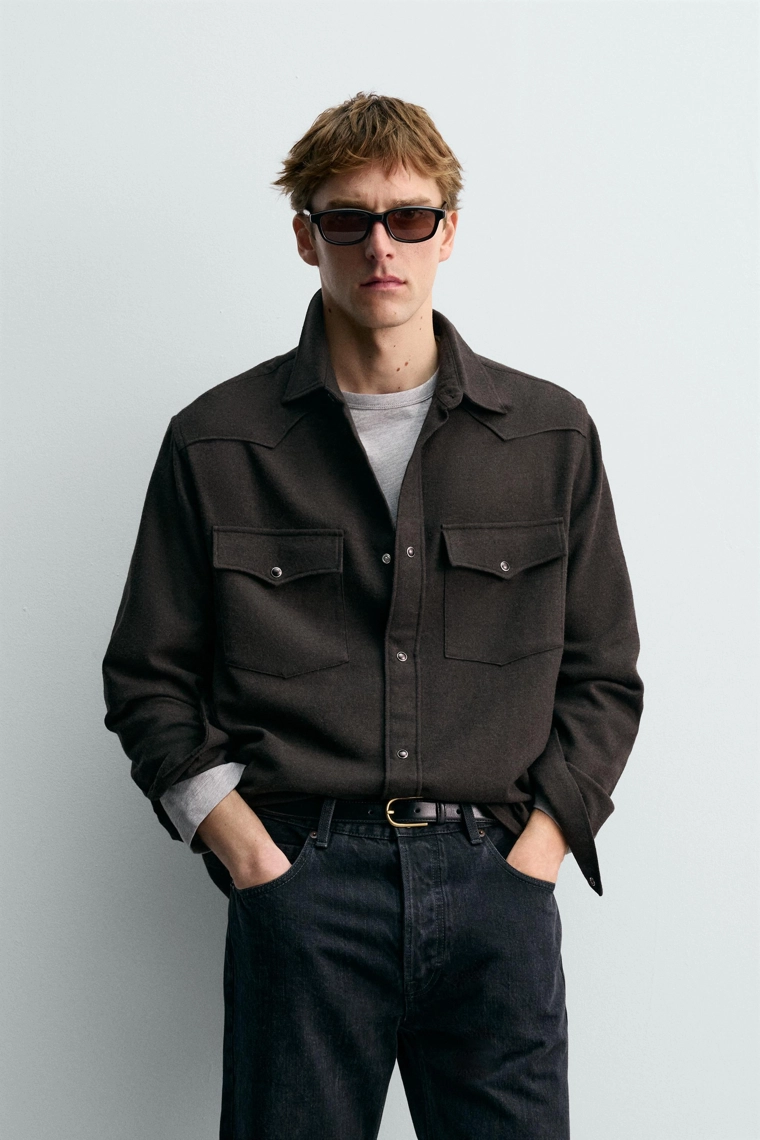 РУБАШКА В СТИЛЕ ВЕСТЕРН ИЗ ШЕРСТИ AARON LEVINE X ZARA