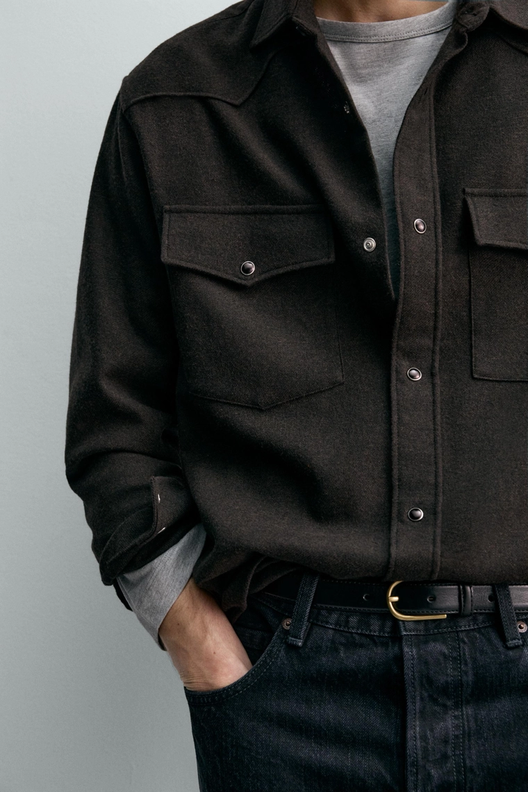 РУБАШКА В СТИЛЕ ВЕСТЕРН ИЗ ШЕРСТИ AARON LEVINE X ZARA
