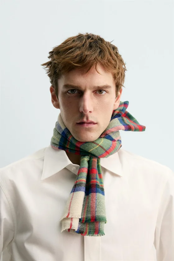 ФУЛЯР В КЛЕТКУ ИЗ ХЛОПКА AARON LEVINE X ZARA