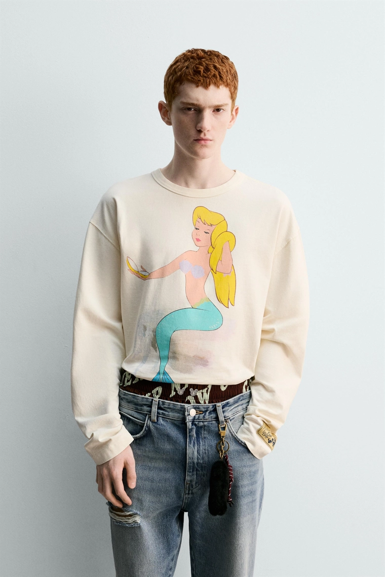 ФУТБОЛКА С РУСАЛКОЙ ПИТЕРА ПЭНА HARRY LAMBERT FOR ZARA X DISNEY