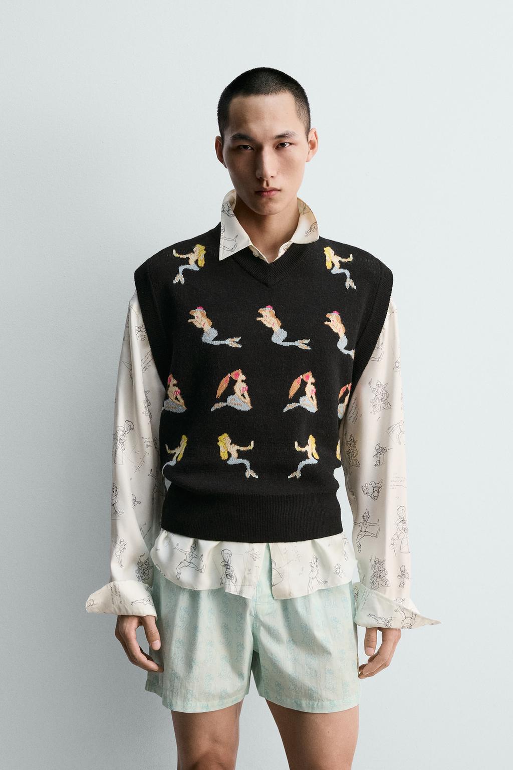 ТРИКОТАЖНЫЙ ЖИЛЕТ С РУСАЛКАМИ ПИТЕРА ПЭНА HARRY LAMBERT FOR ZARA X DISNEY