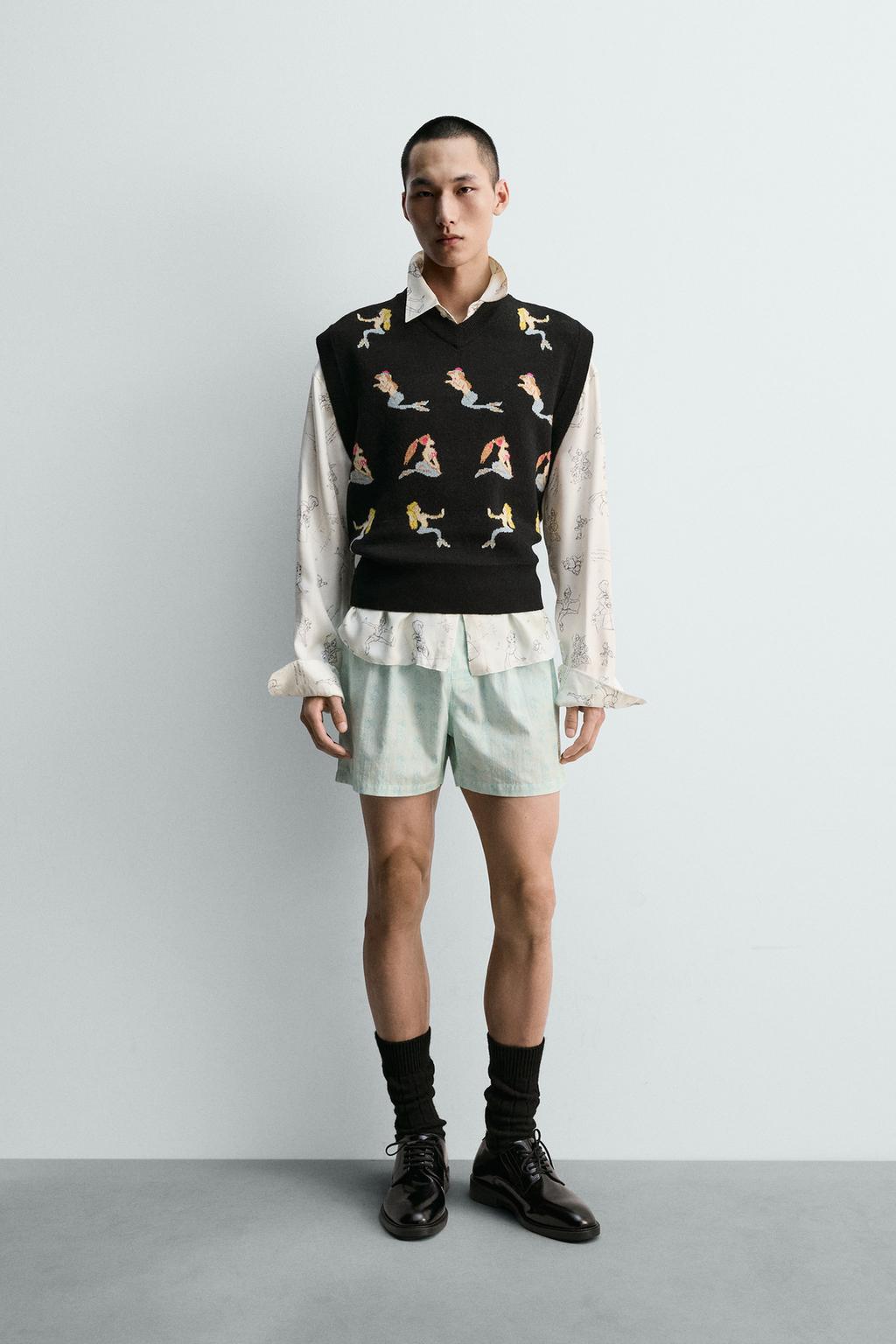 ТРИКОТАЖНЫЙ ЖИЛЕТ С РУСАЛКАМИ ПИТЕРА ПЭНА HARRY LAMBERT FOR ZARA X DISNEY