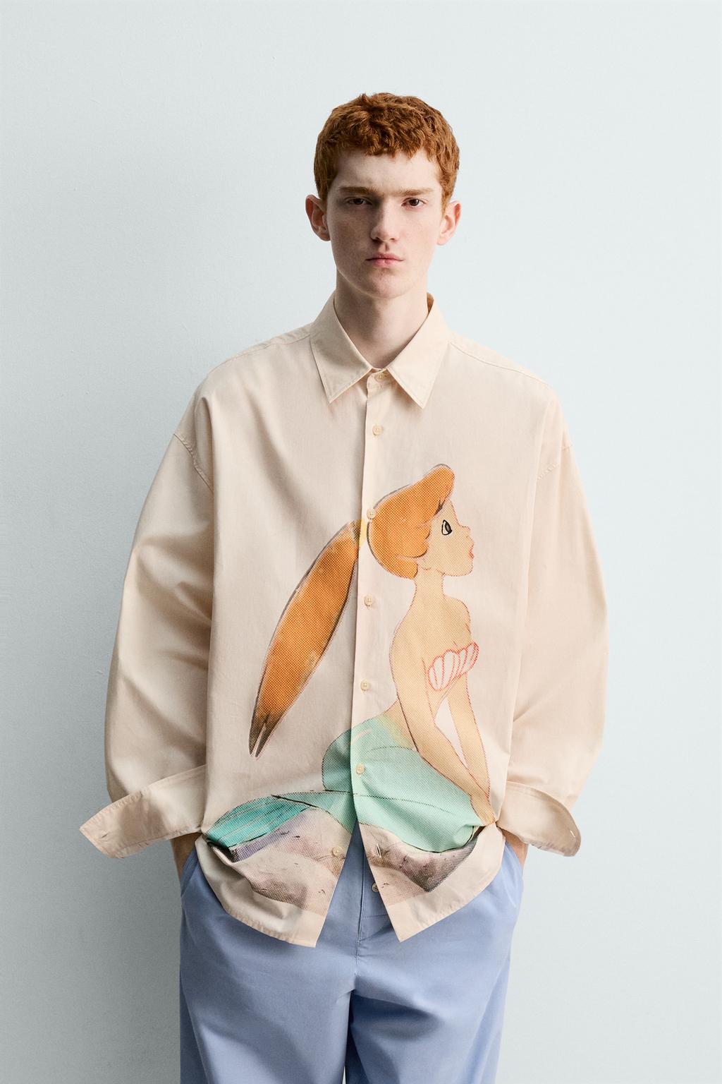 РУБАШКА С ПРИНТОМ РУСАЛКИ ИЗ ПИТЕРА ПЭНА HARRY LAMBERT FOR ZARA X DISNEY