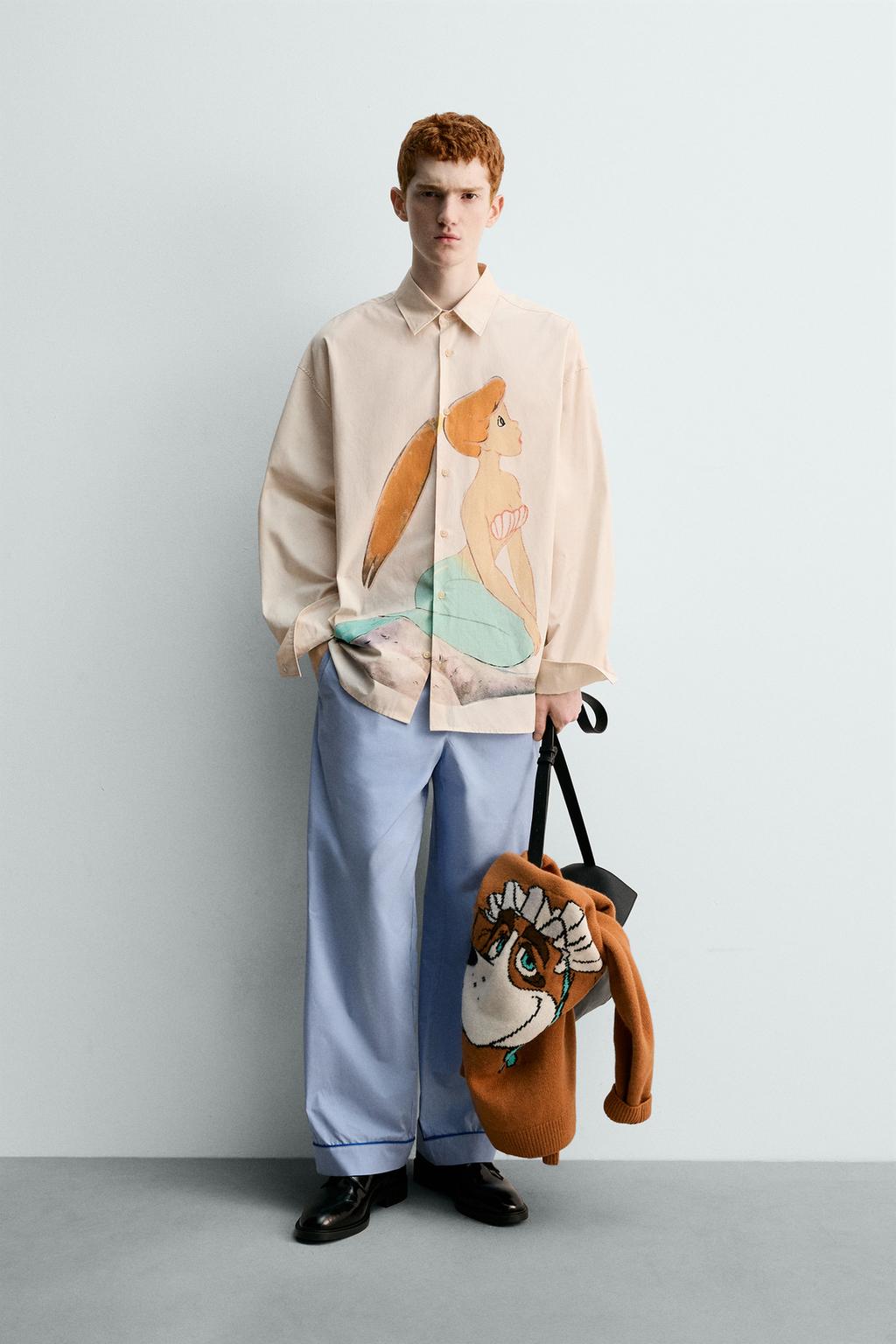 РУБАШКА С ПРИНТОМ РУСАЛКИ ИЗ ПИТЕРА ПЭНА HARRY LAMBERT FOR ZARA X DISNEY