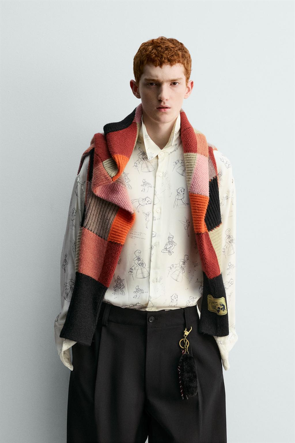 РУБАШКА ИЗ ШЕЛКА И ВИСКОЗЫ С ПЕРСОНАЖАМИ ПИТЕРА ПЭНА — HARRY LAMBERT FOR ZARA