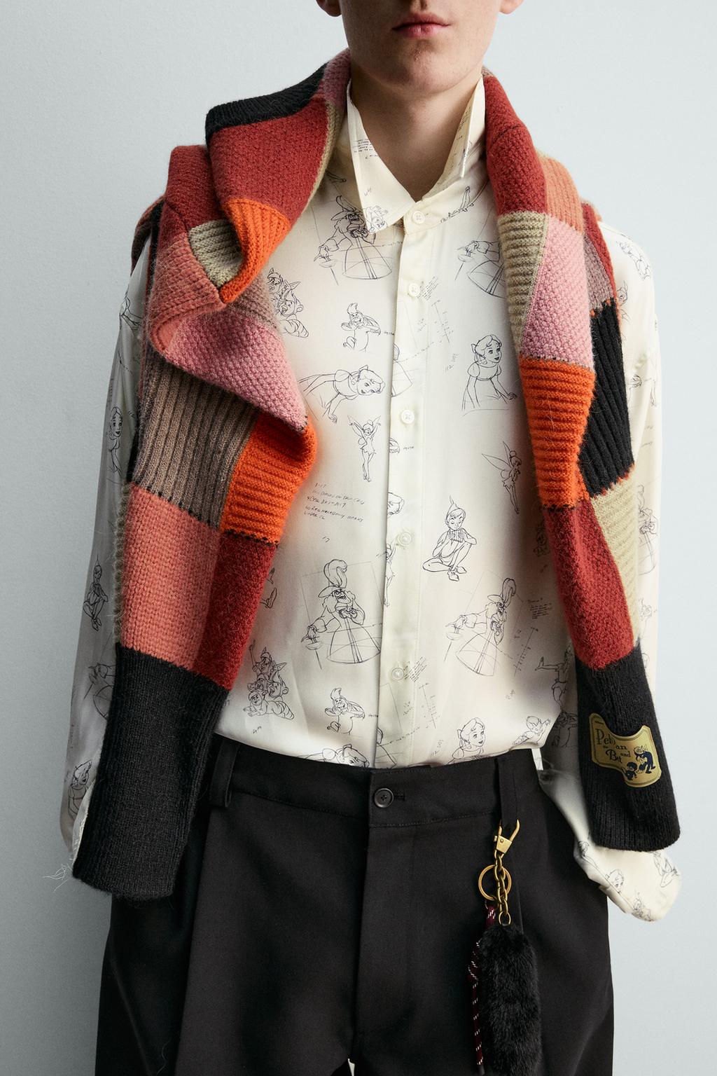 РУБАШКА ИЗ ШЕЛКА И ВИСКОЗЫ С ПЕРСОНАЖАМИ ПИТЕРА ПЭНА — HARRY LAMBERT FOR ZARA