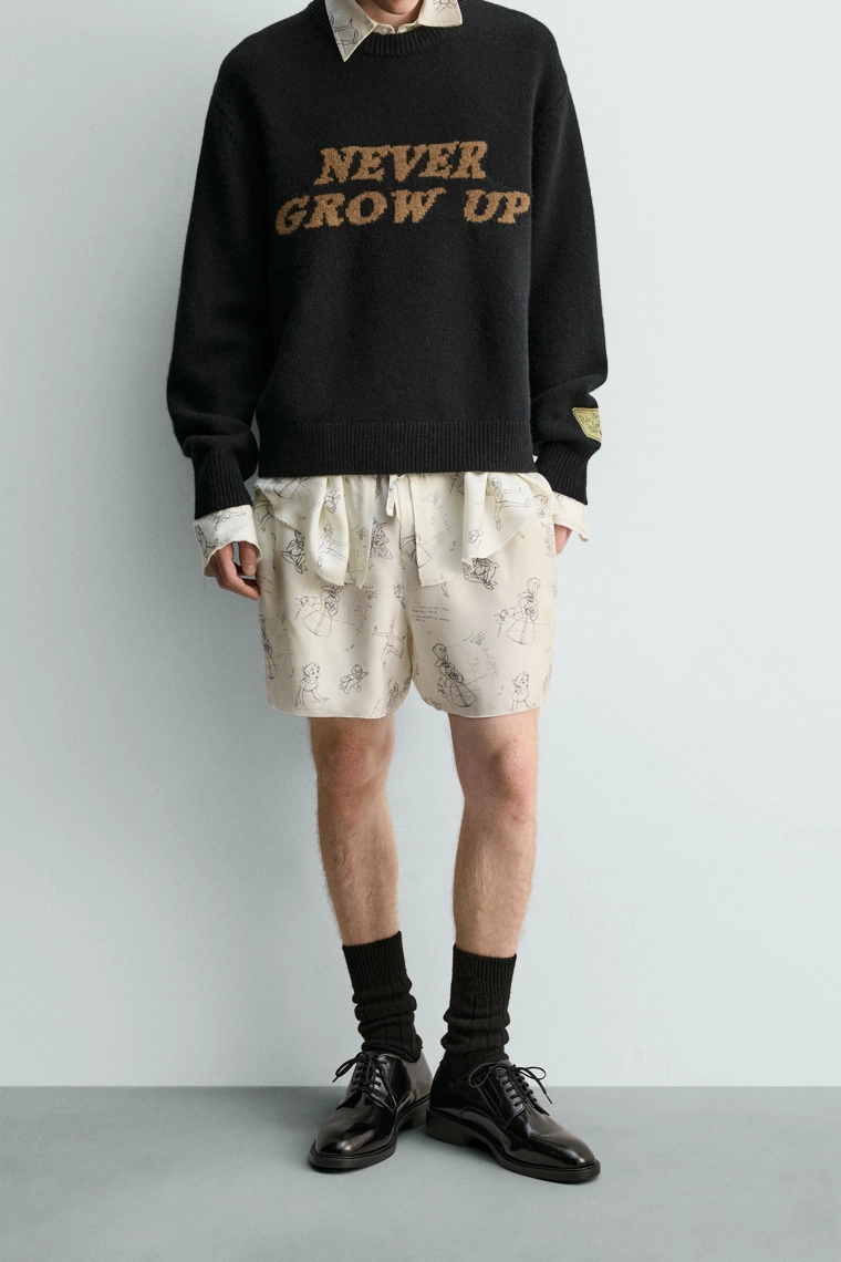 ШОРТЫ ИЗ ШЕЛКА И ВИСКОЗЫ С ПЕРСОНАЖАМИ «ПИТЕРА ПЭНА» — HARRY LAMBERT FOR ZARA