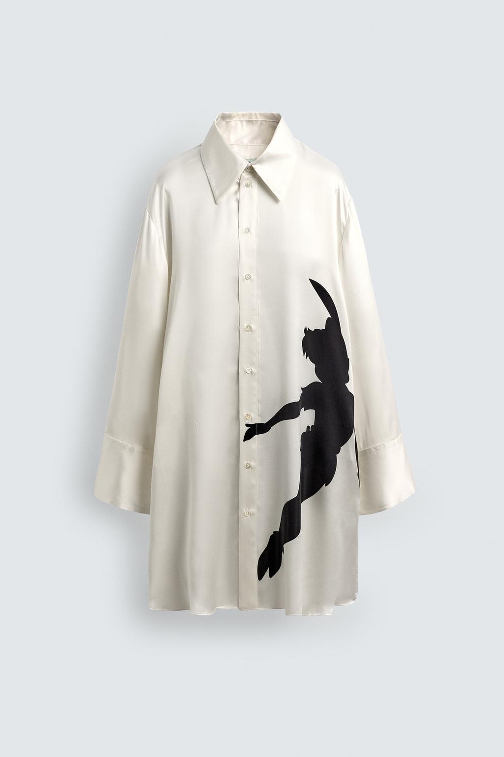 РУБАШКА ОВЕРСАЙЗ ИЗ 100% ШЕЛКА С ПРИНТОМ «ПИТЕР ПЭН» HARRY LAMBERT FOR ZARA X DISNEY