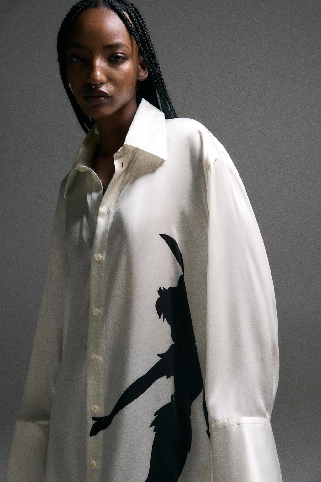 РУБАШКА ОВЕРСАЙЗ ИЗ 100% ШЕЛКА С ПРИНТОМ «ПИТЕР ПЭН» HARRY LAMBERT FOR ZARA X DISNEY