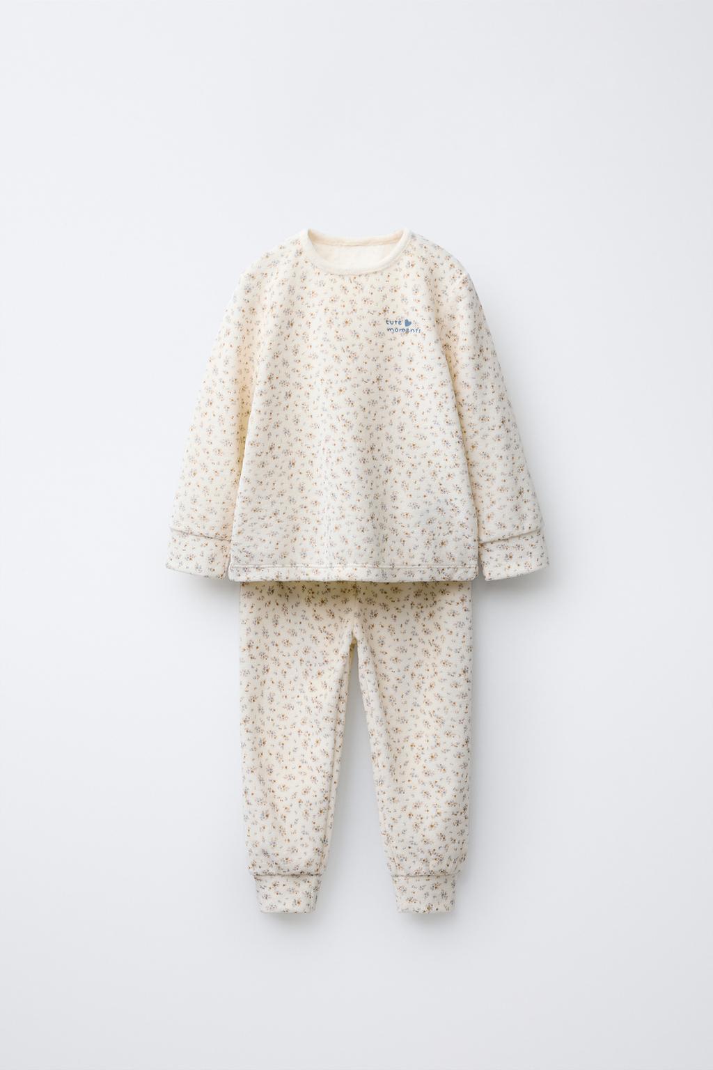 Пижама вельветовая с цветочным узором, 1 1/2-6 лет