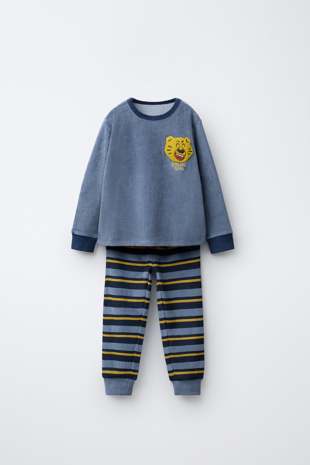 Пижама из велюра со страйпами и тигром 1 1/2-6 лет