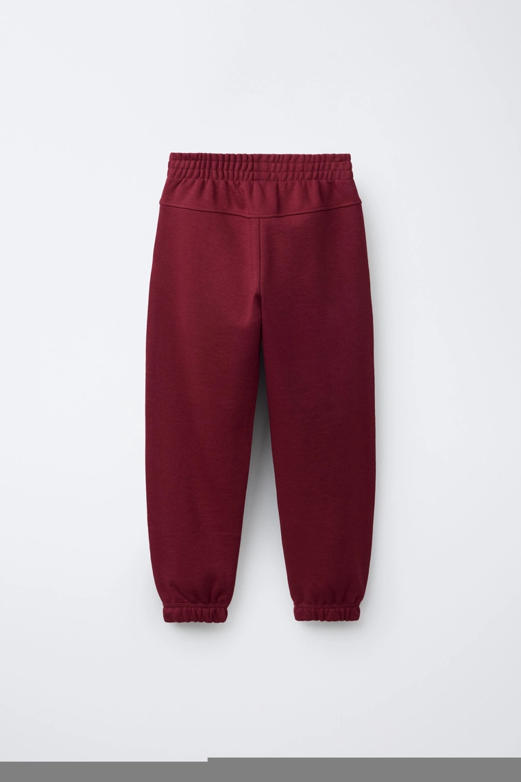 БРЮКИ-ДЖОГГЕРЫ ИЗ МЯГКОЙ ТКАНИ С ТЕКСТОМ