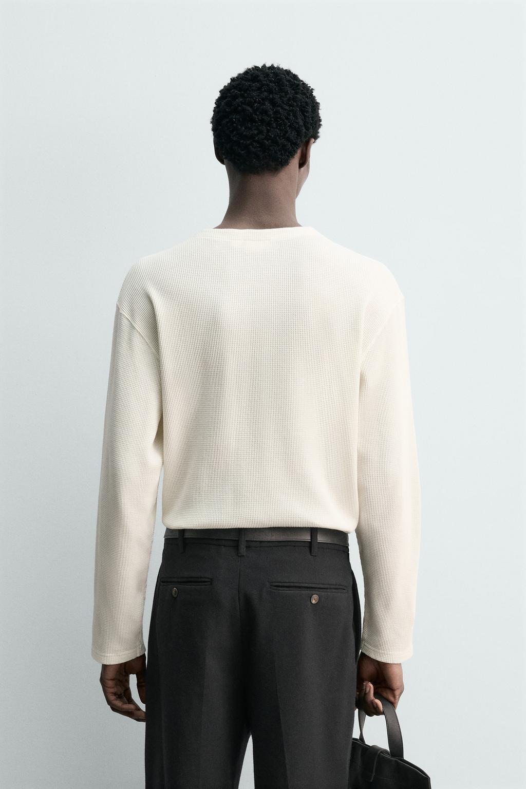 ФУТБОЛКА С ВОРОТНИКОМ ИЗ ТКАНИ ВАФЕЛЬНОГО ПЛЕТЕНИЯ