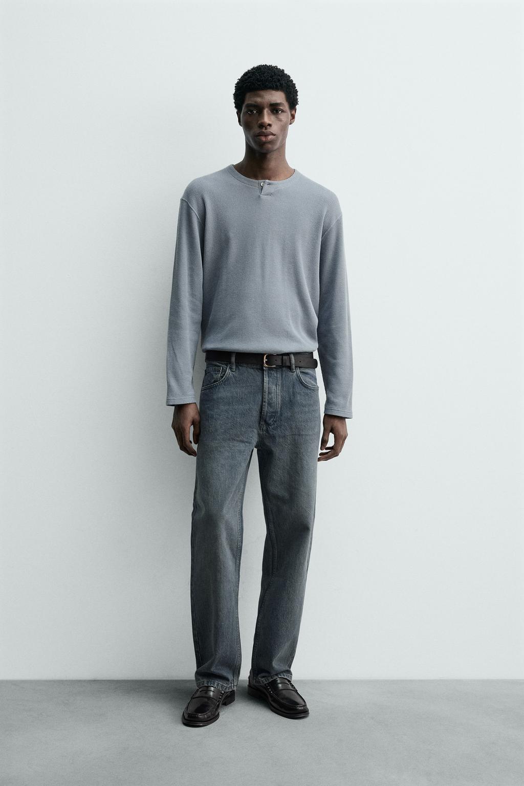 ФУТБОЛКА ВАФЕЛЬНОГО ПЕРЕПЛЕТЕНИЯ С ВОРОТНИКОМ НА ПУГОВИЦАХ