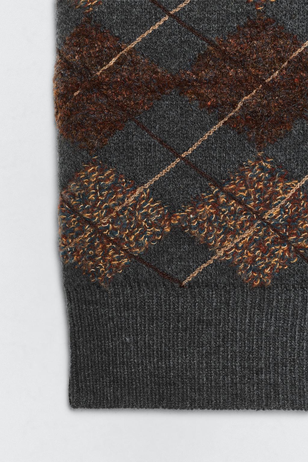 Жилет с аргайловым узором и текстурой от soshiotsuki x zara