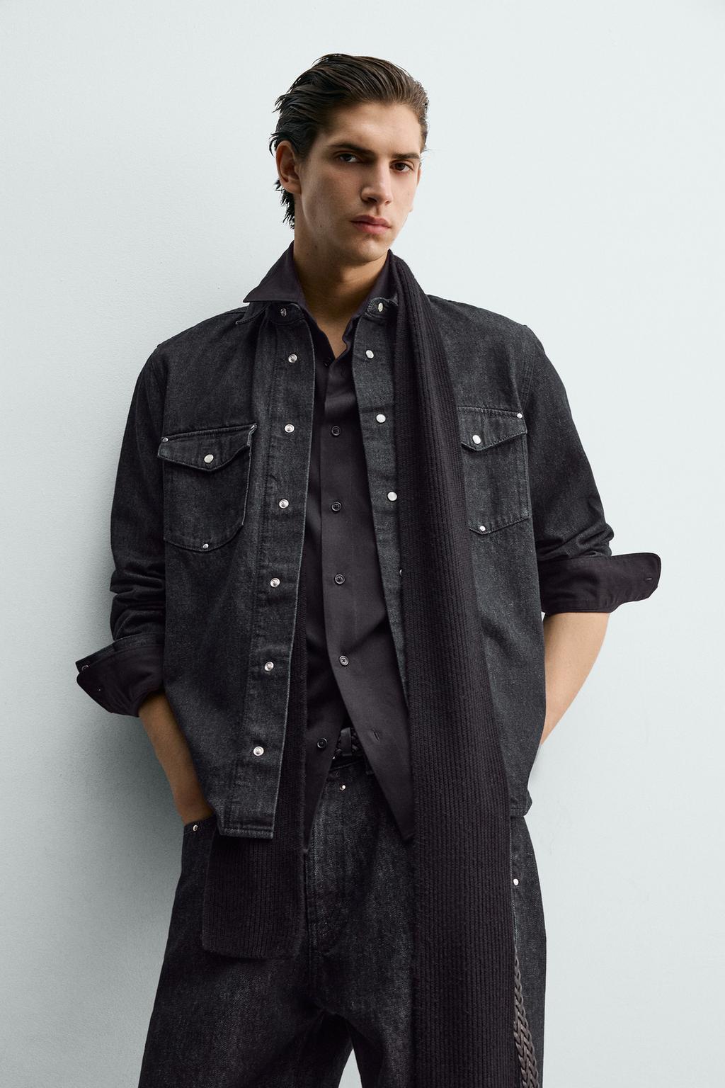 ДЖИНСОВАЯ РУБАШКА В КОВБОЙСКОМ СТИЛЕ С ЗАКЛЕПКАМИ