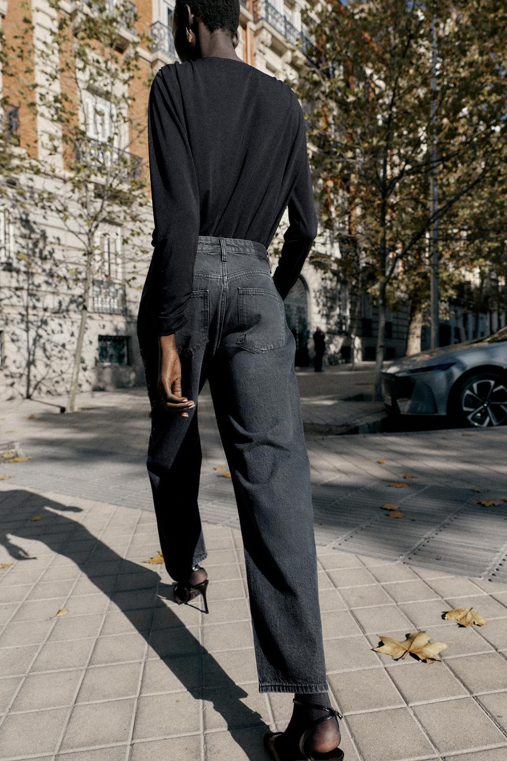 ДЖИНСЫ Z1975 СВОБОДНОГО ПРЯМОГО КРОЯ С ВЫСОКОЙ ПОСАДКОЙ И БЛЕСТКАМИ