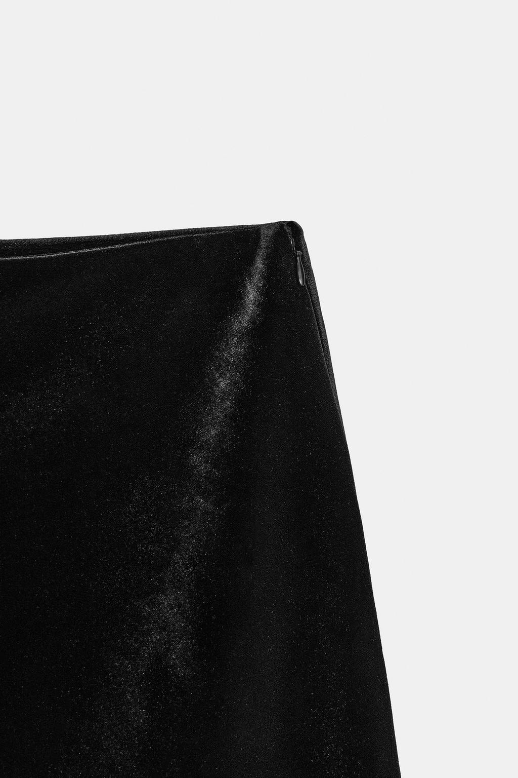 БАРХАТНАЯ ЮБКА АСИММЕТРИЧНОГО КРОЯ С КРУЖЕВОМ — ZW COLLECTION