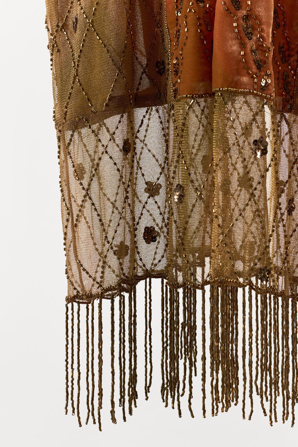 КОМБИНИРОВАННОЕ ПЛАТЬЕ ИЗ БАРХАТА С ПАЙЕТКАМИ И БУСИНАМИ LIMITED EDITION