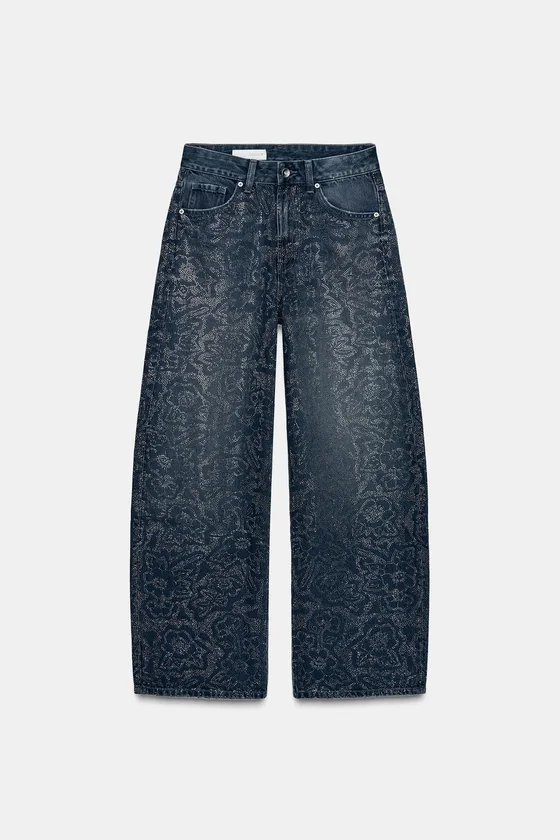 ДЖИНСЫ TRF BAGGY СО СТРАЗАМИ