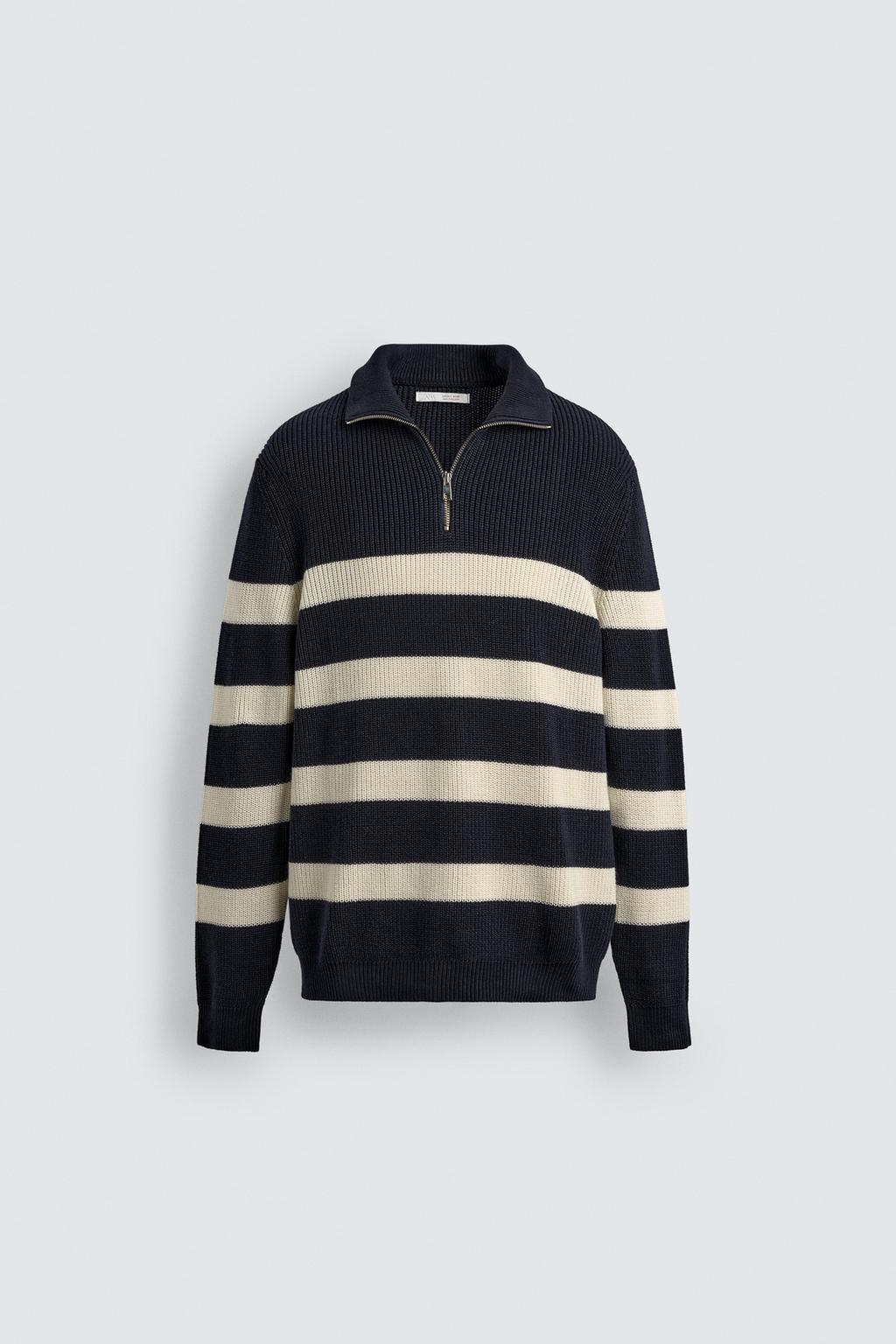 ДЖЕМПЕР ИЗ ЖЕМЧУЖНОЙ ВЯЗКИ С ВОРОТНИКОМ НА МОЛНИИ