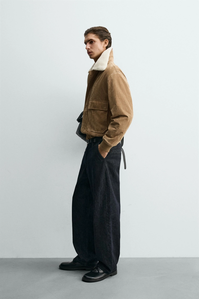 Куртка из кожи и замши с искусственным мехом