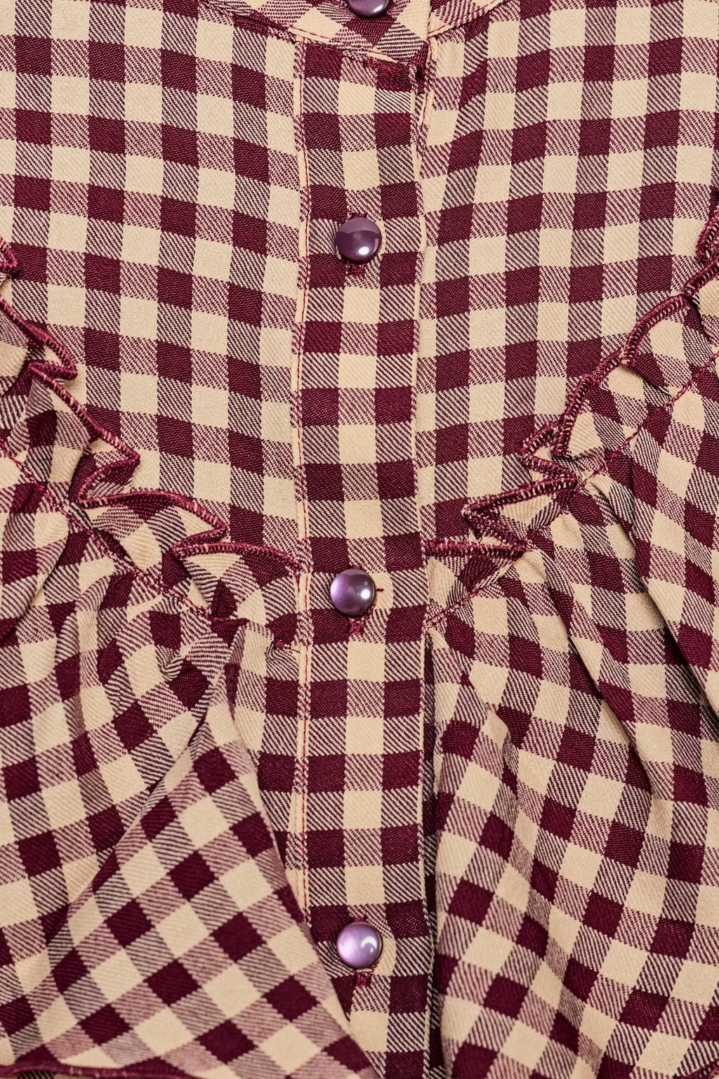 БЛУЗА В КЛЕТКУ ВИШИ С ВОЛАНАМИ