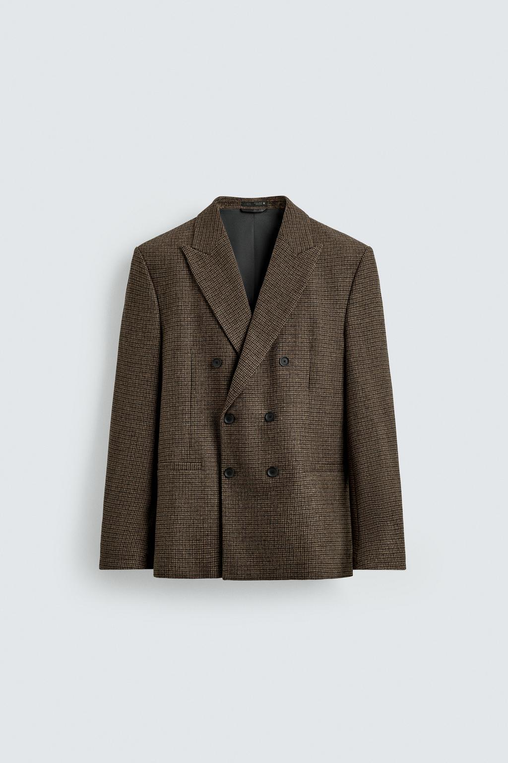 ДВУБОРТНЫЙ БЛЕЙЗЕР В КЛЕТКУ ИЗ ШЕРСТИ