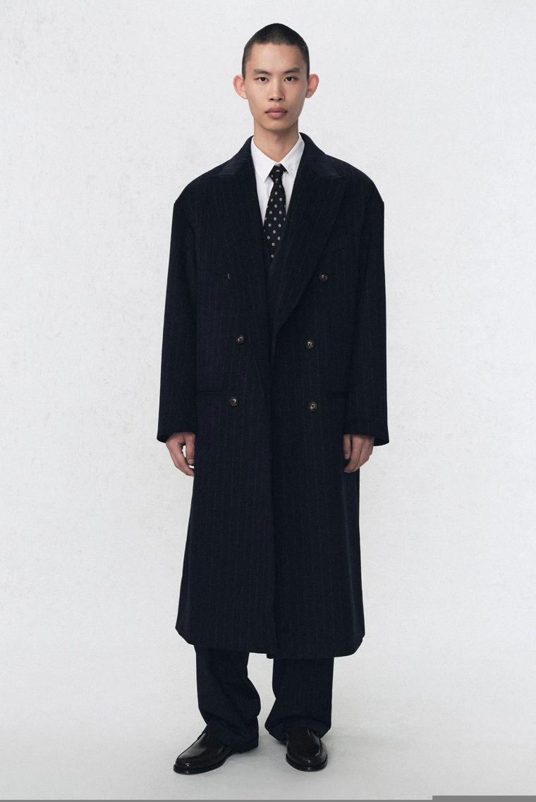 Пальто с крупной полоской в стиле oversize от soshiotsuki x zara